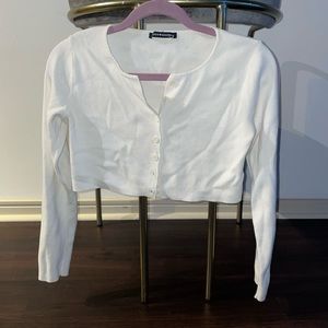 Cream Brandy Melville crop button cardigan